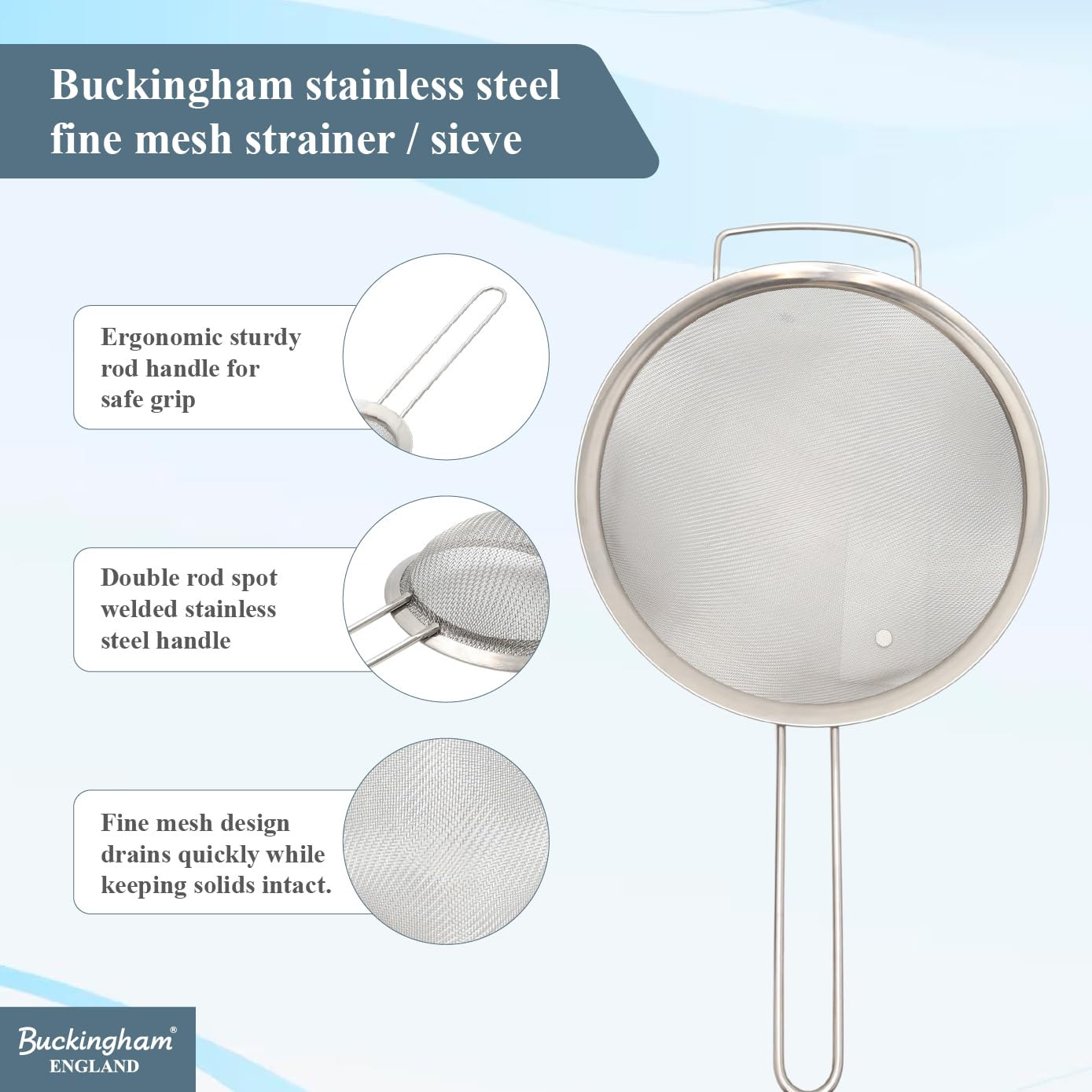 Buckingham Feinmaschiges Edelstahlsieb (25 cm)
