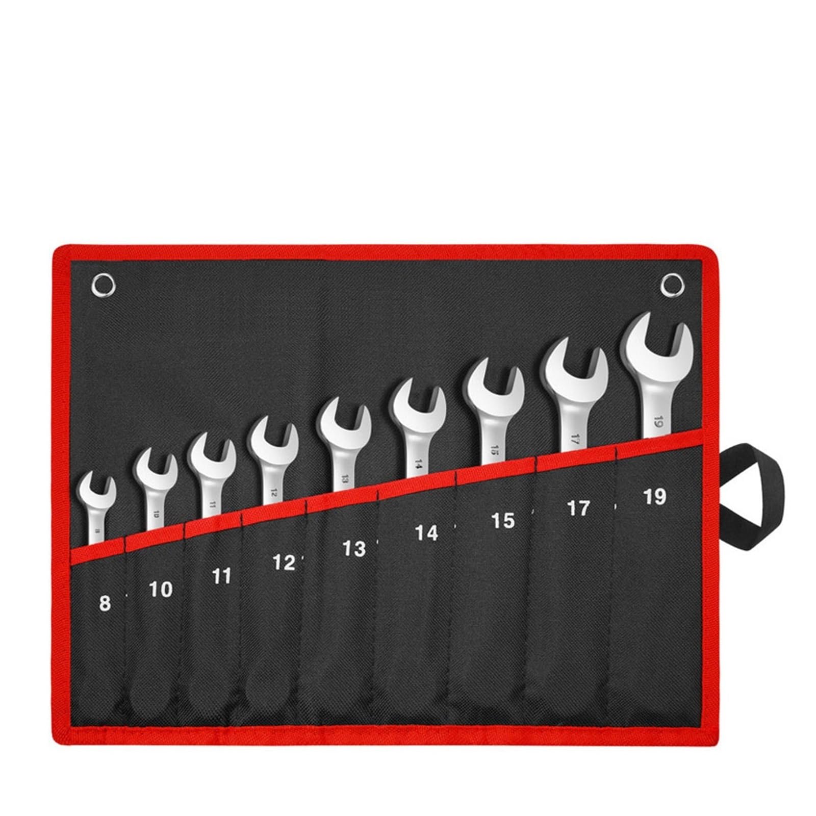 Bcxzppqdl 9Pcs(8-19Mm) Ratcheting Combination Wrench Set Metric Flexible Head Spanner Set Chrome Vanadium Steel Cr-V Flex-Head Ratchet Wrench Set(9Pcs(8-19Mm))