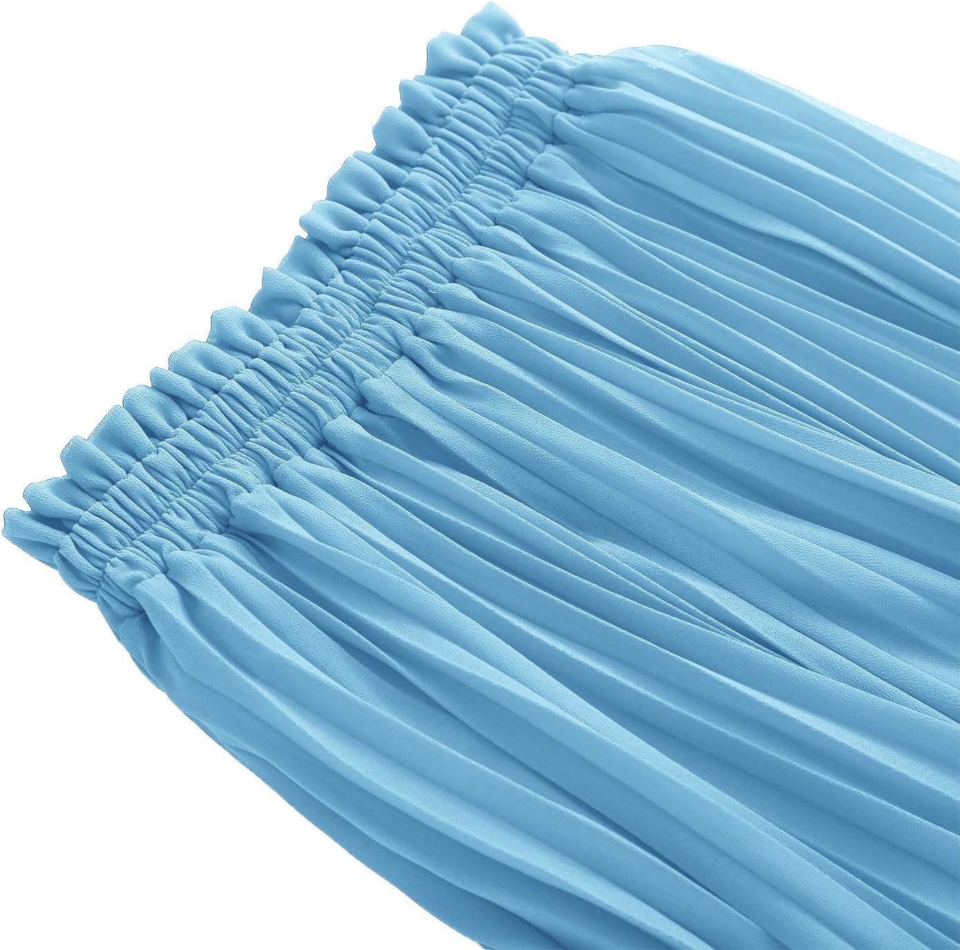 GOOBGS Women's Pleated A-Line High Waist Swing Flare Midi Skirt Medium Ice Blue