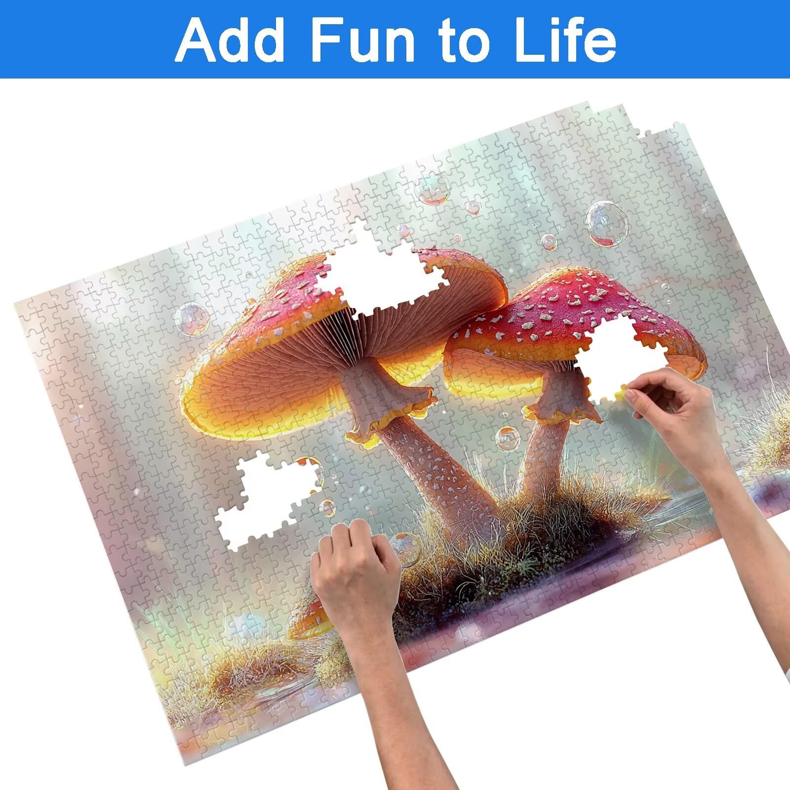 Puzzle 2000 sztuk dla dorosłych dzieci, drewniane puzzle grzybowe dla dorosłych, wymagające słodkie łamigłówki, rodzinne gry edukacyjne, łamigłówki z pudełkiem do dekoracji domu, prezent dla kobiet