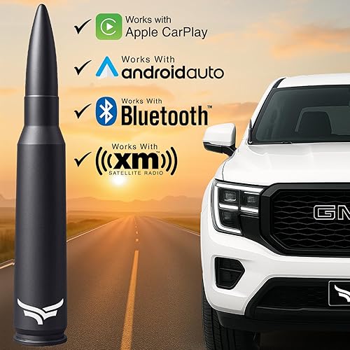Miniatura 3 de EcoAuto Badass 50 Cal Bullet Antena de repuesto para todos los modelos de camiones Chevy y GMC años  Reemplazo de antena de coche  Aluminio de grado