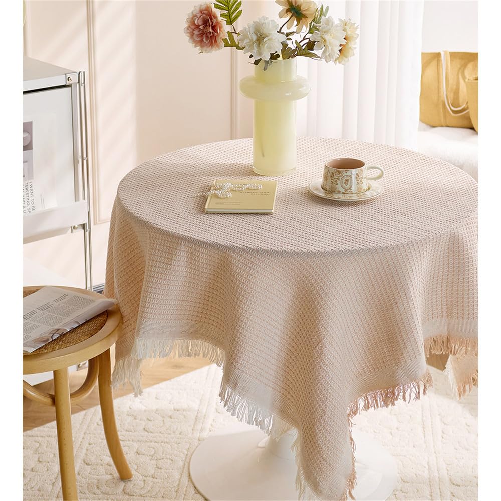 Mantel Cuadrado de algodón Grueso de Color Blanco cremoso, Mantel para Mesa de Centro, Mantel para Mesa Auxiliar, para decoración de mesas, Amarillo Claro, 180 x 180 cm