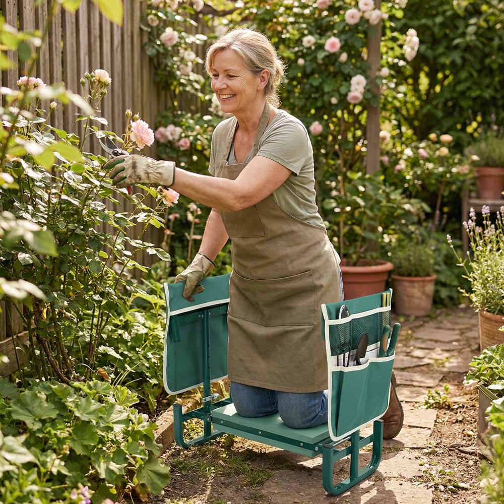 HEYIDAMAI Tabouret de jardin pliable - Hauteur réglable - 60 x 52 x 27 cm - Pour le jardinage, le camping, la pêche