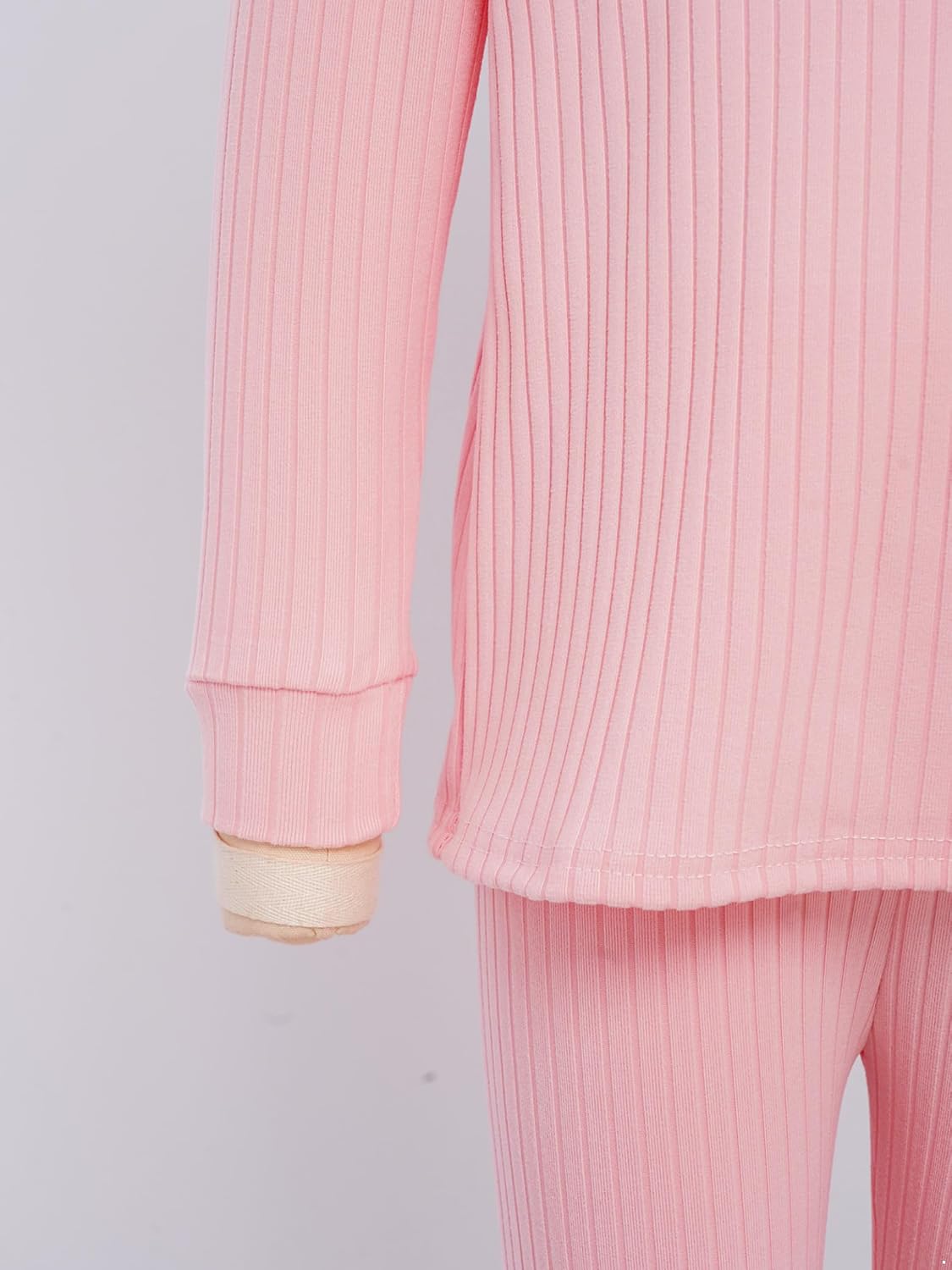 Jugaoge Kids Girls 2 Piece Thermal Underwear Set Long Johns Base Layer Outfit Pullover Tops Pants Set Pink 5-6 Years