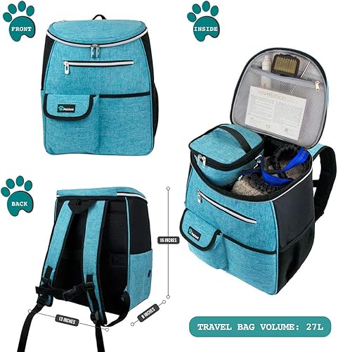 Miniatura 2 de PetAmi Mochila de viaje para perros  Organizador de mochila con dispensador de bolsas de excrementos, bolsillos, bolsa de contenedor de alimentos,