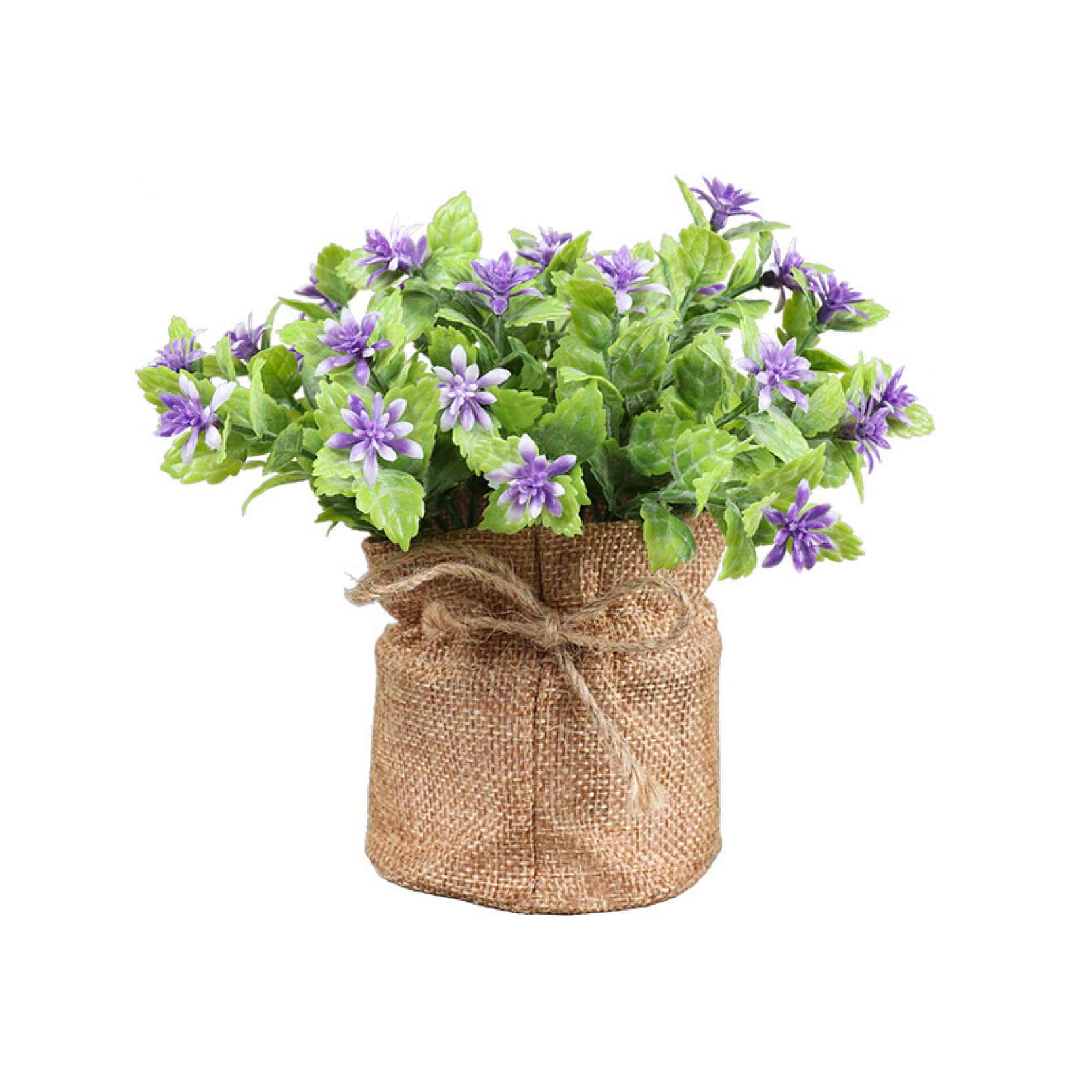 Amazon｜造花 インテリア 小さい花瓶付き 鉢植え ヘンプバッグ 盆栽  