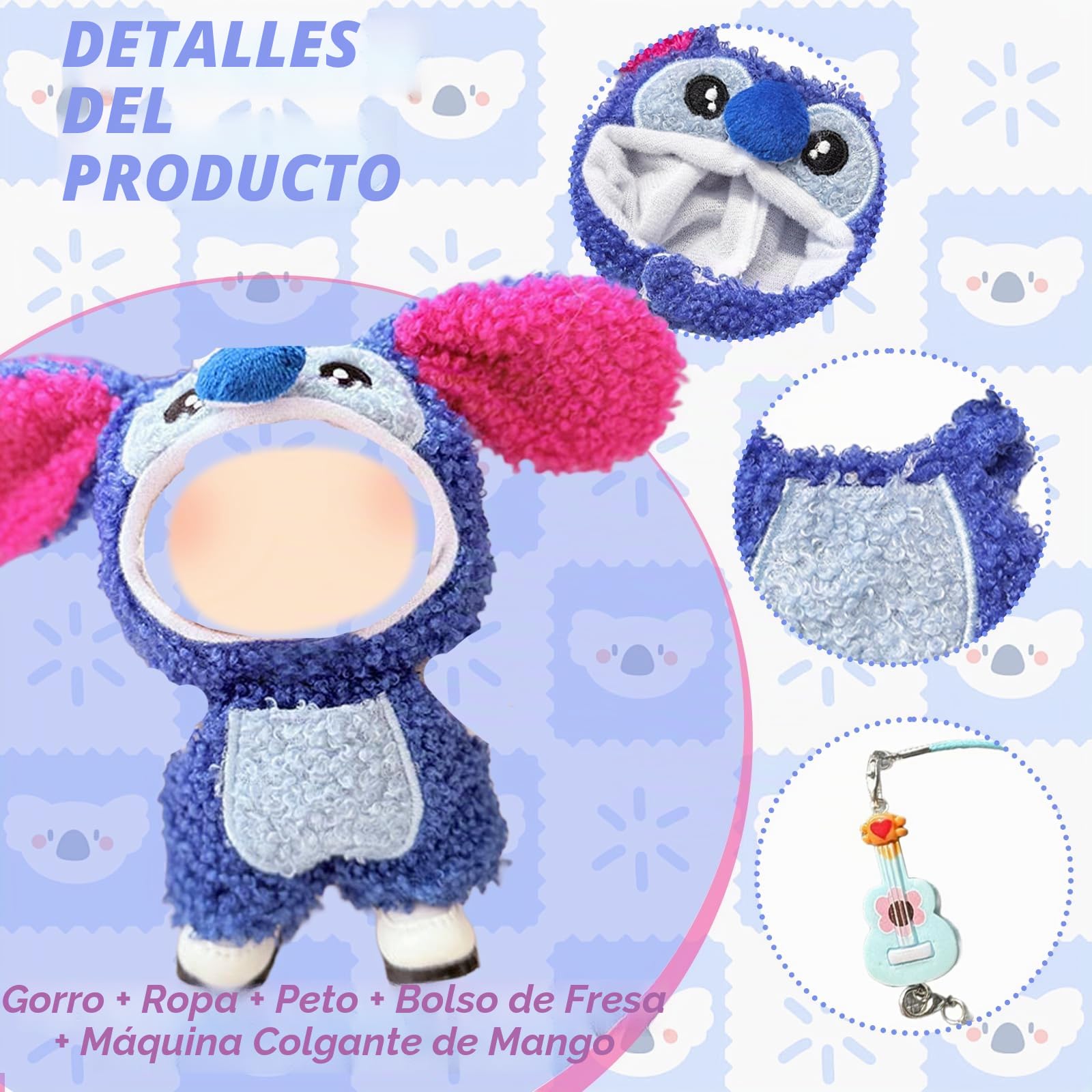 3 piezas de ropa de muñeca azul para muñecas de 17 cm, los juegos de accesorios de muñeca incluyen 1 mameluco, 1 sombrero, 1 colgante para niña, para los mejores regalos, sin muñeca