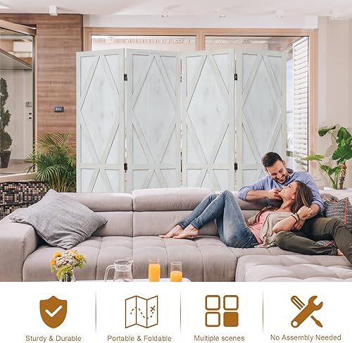 Miniatura 5 de Kinfant Divisor de habitación de 4 paneles, pantalla de privacidad plegable de 6 pies, divisor de habitación independiente, divisor de privacidad