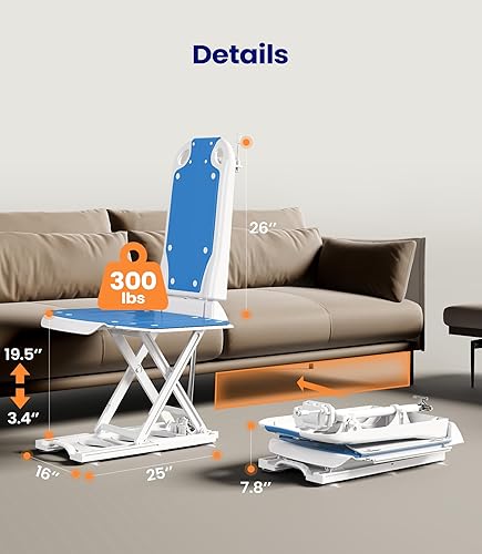 Miniatura 5 de MAIDeSITe JC35M3 - Elevador eléctrico tipo silla para ancianos, se eleva del piso hasta 20 pulgadas, ayuda para volver a ponerse de pie, soporta