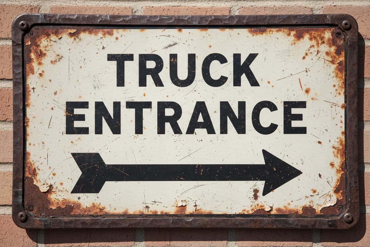 Wall Decor Truck Entrance With Right Arrow Sign. 8x12Inch Metal Vintage Signs Aluminum Plates Printed