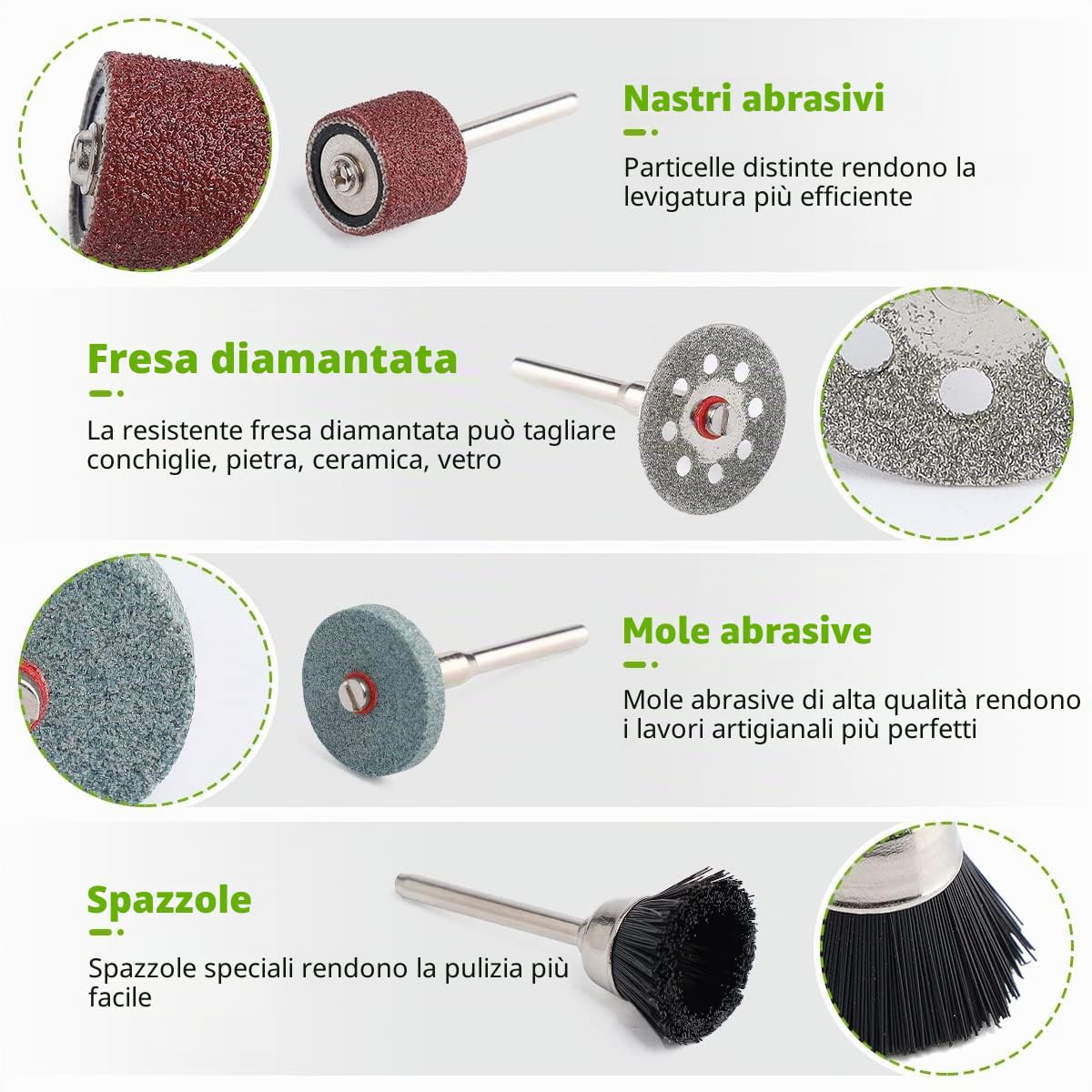 Huepar 510 pezzi Accessori per Utensili Rotanti con gambo da 3,2 mm Montaggio Universale