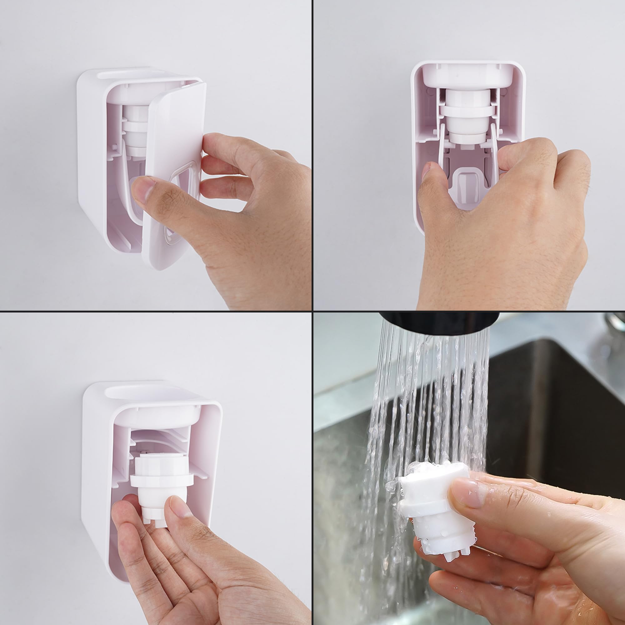 Soporte para cepillo de dientes montado en la pared con cubierta para baño, organizador de almacenamiento de cepillos de dientes con 2 ranuras para ducha, colgador autoadhesivo para cepillo de dientes