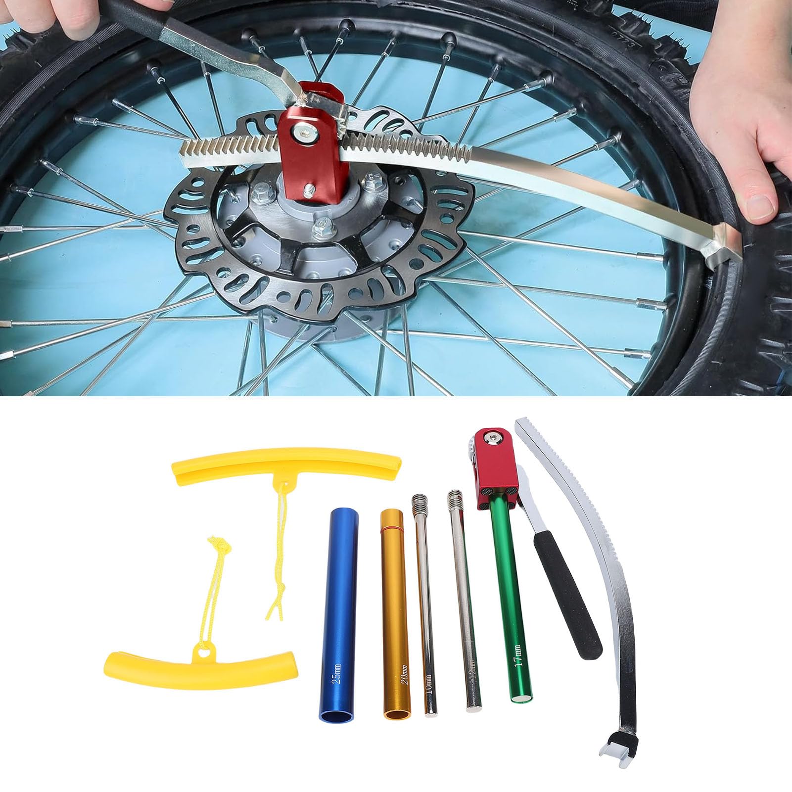 Generic Zestaw narzędzi do wymiany opon w motocyklach crossowych i enduro, kompaktowa montażownica do opon w motocyklach crossowych do kół o średnicy od 16" do 21"