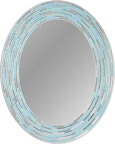 Miniatura 2 de Head West Espejo de tocador decorativo de pared ovalada con azulejos de vidrio de mar, 23 x 29 pulgadas