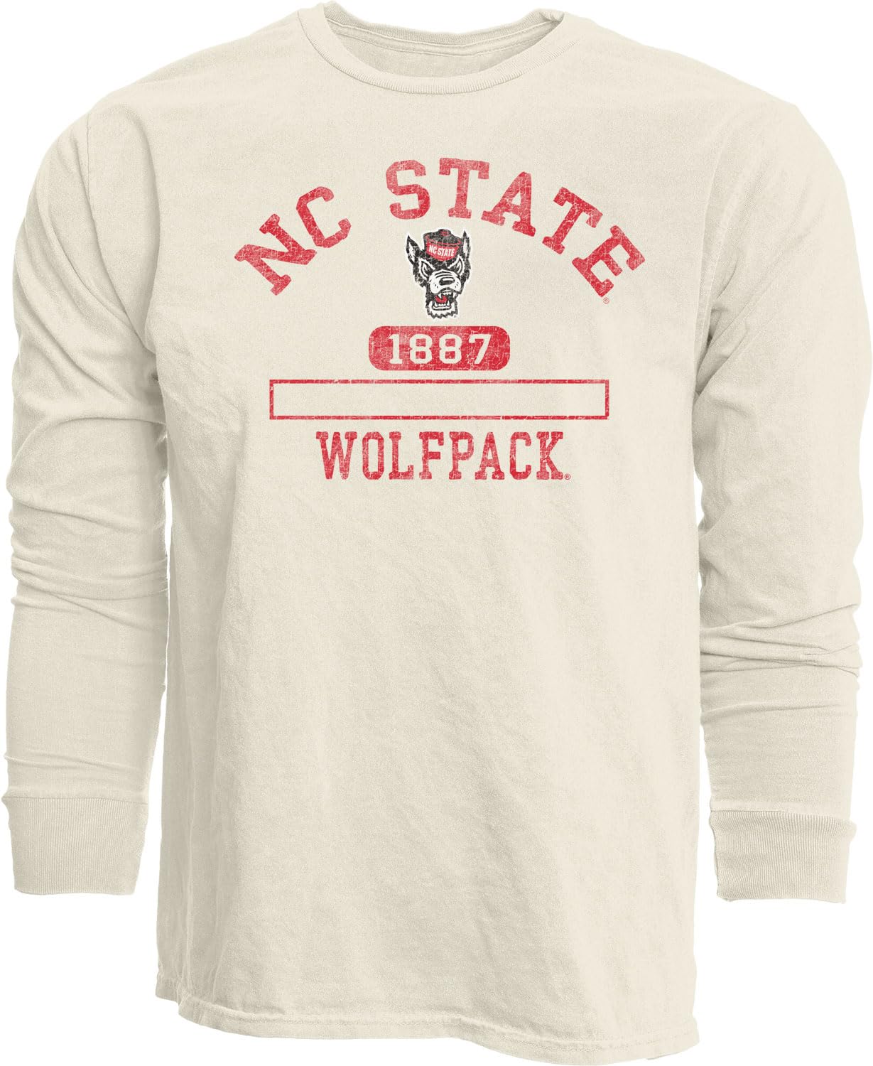 Blue 84 NCAA Unisex-Adult NCAA Officially Licensed Long Sleeve T-Shirt Ivory Dyed Ringspun