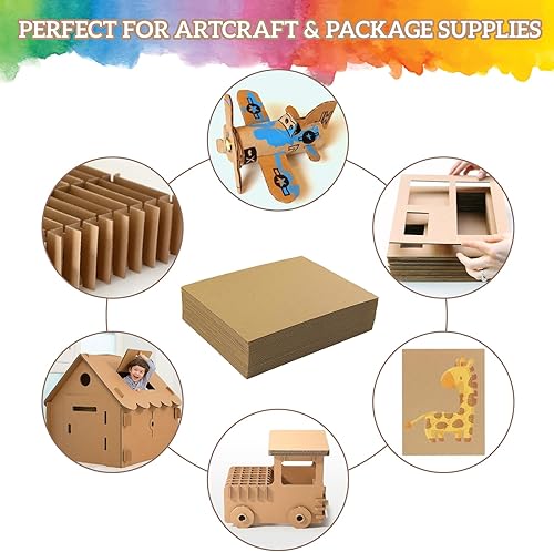 Miniatura 7 de AOBOPLE Paquete de 120 hojas de cartón corrugado de 6 x 9, hojas de cartón plano marrón de 0.118 in de grosor, insertos de cartón plano para