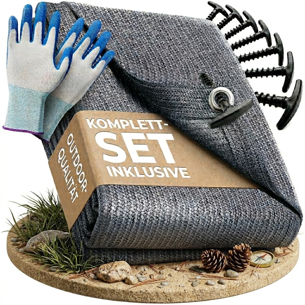 Tapis d'extérieur Bleu Gris différentes Tailles avec Sac de Transport Gants de Jardinage 8 Sardines Camping Caravane