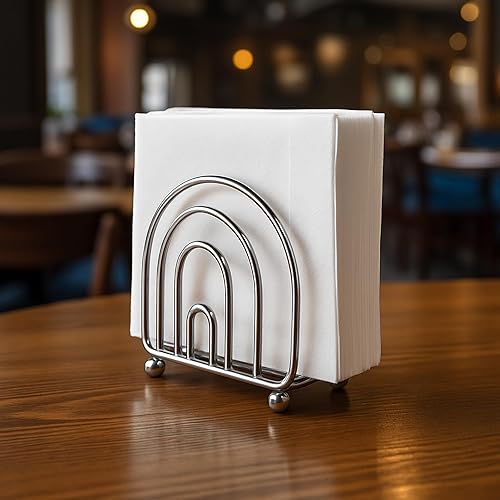 Miniatura 2 de Servilletero cromado  Servilletero decorativo de metal para encimera de cocina, mesa de comedor o uso al aire libre  Diseño de acero resistente al