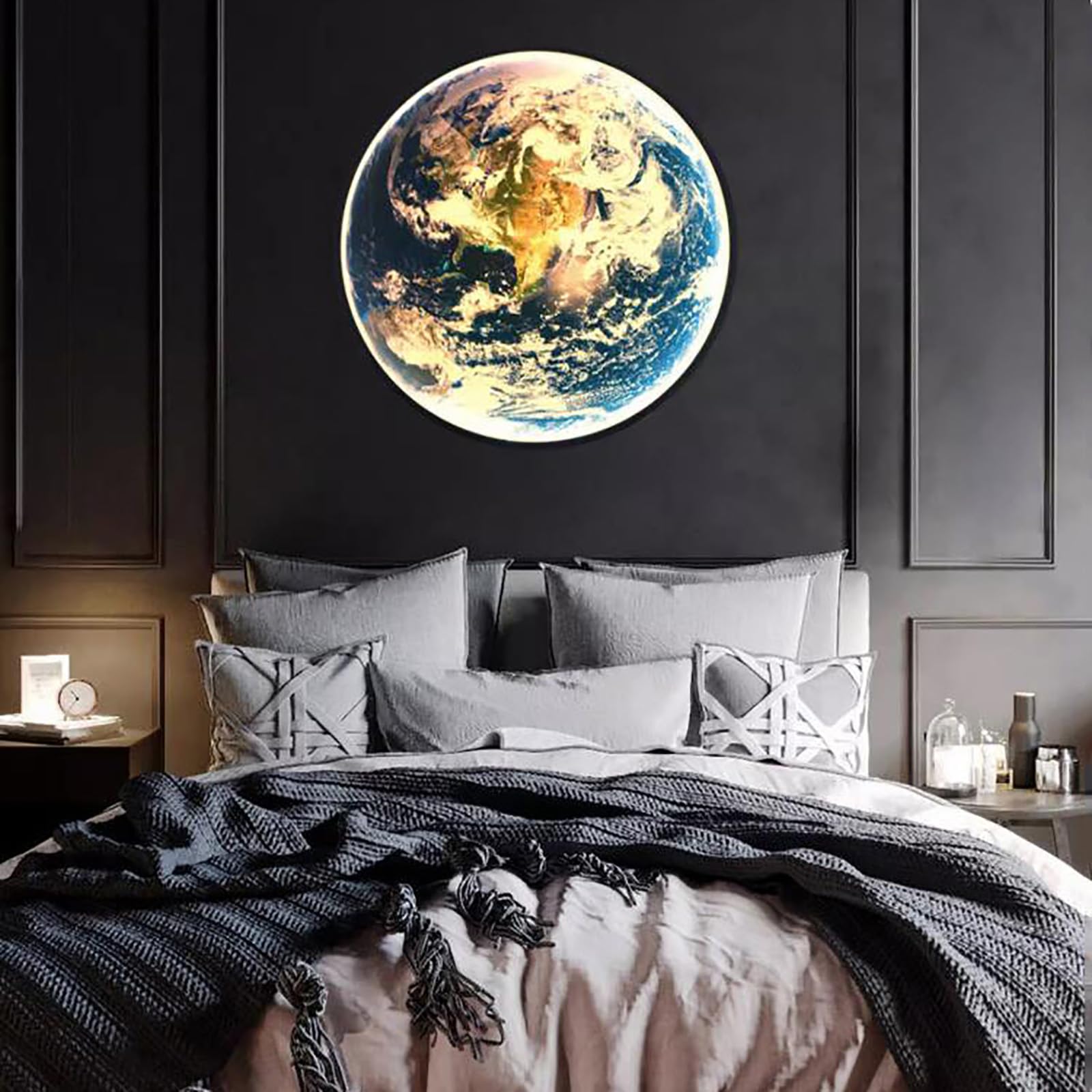 MEVZHH Chandeliers,Moon Wall Sconce,3D Moon Light,Led Wallp with Remote Control,Plug in Wall Mounted Light Ceililight Fixture,Moon Wall Decor for Livibedroom Hallway Foyer Night Light/Earth/30Cm/11.8I