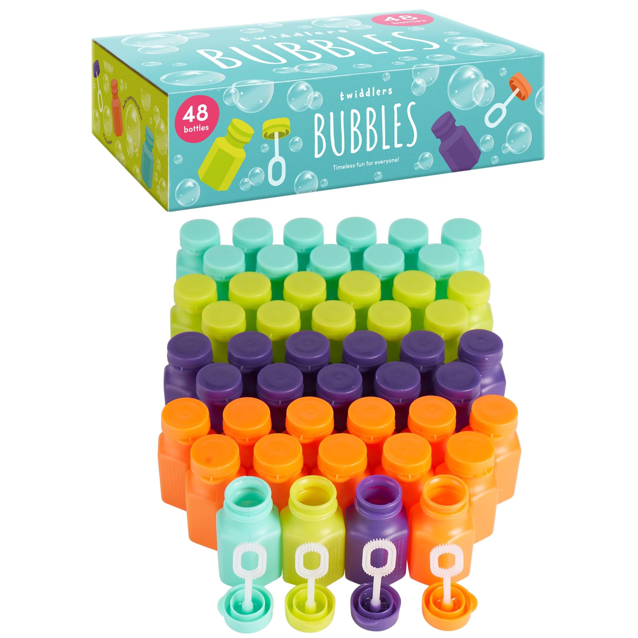 THE TWIDDLERS 48 Small Soap Bubbles Set with Sticks for Children - Party Bags, Souvenirs, Party Favours for Children's Birthday Parties & Weddings, Party Bags, Give Aways-image-11