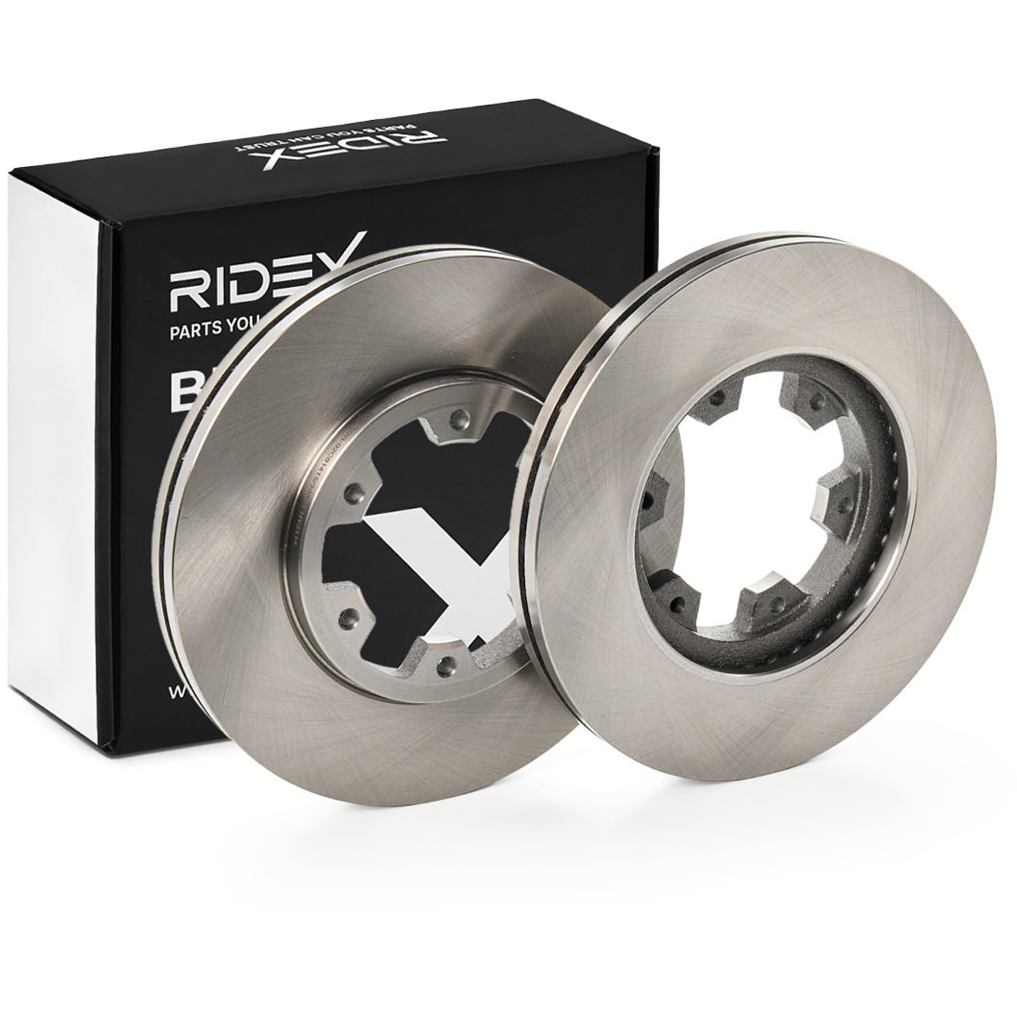 RIDEX 82B0256 2x Disco de freno Delantero sin tornillos Compatible con NISSAN NAVARA D22