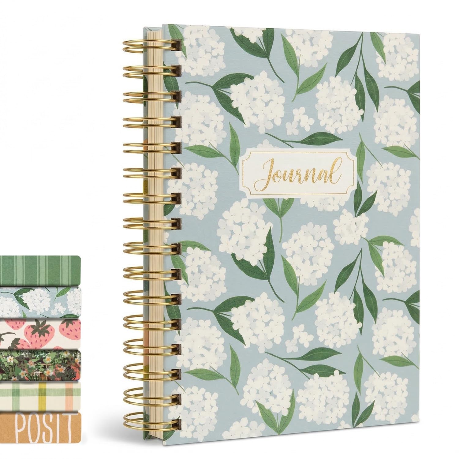 White Hydrangeas Spiral Lined Journal - 160 Ruled Pages Hard Cover Notebook