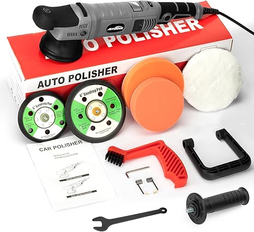 Autolock Pulidora de doble acción, pulidora orbital aleatoria de 1200 W para detalles de automóviles, 1000-3800RMP, pulidora de 6 velocidades