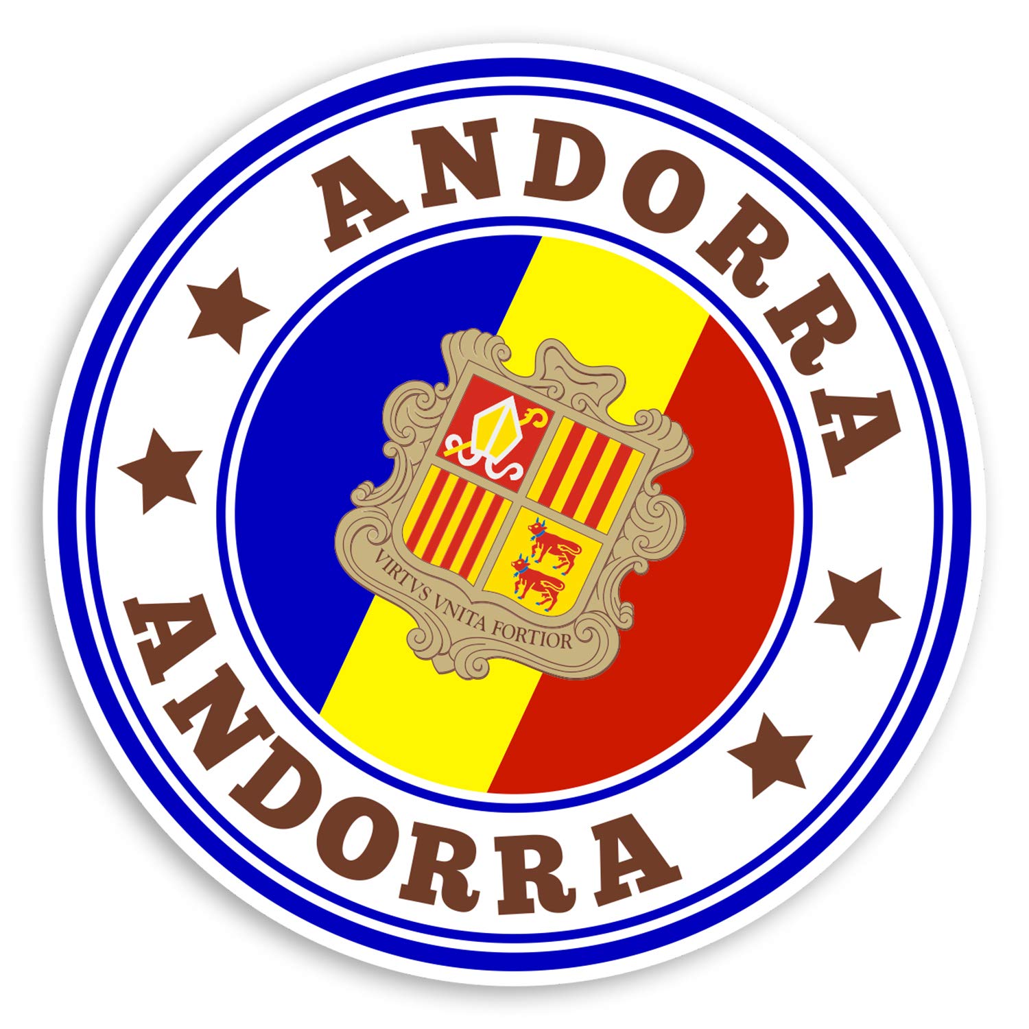 Destination Vinyl Ltd Multi 2 X 10Cm Andorra Flag Vinyl Stickers - Europe Travel Luggage Sticker #31102 (10Cm Wide)