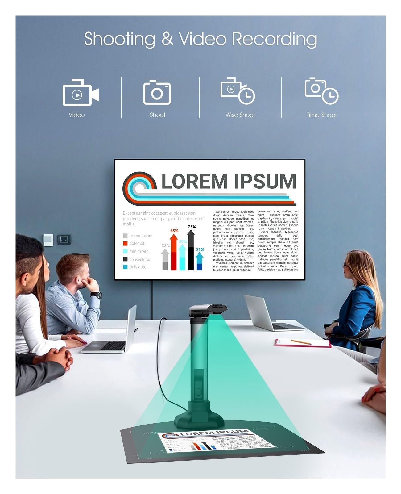 Przenośny skaner, Przenośny skaner książek z przedłużaczem Kamera dokumentacyjna USB o rozdzielczości 12 MP, zoom OCR dla laptopa w formacie A3/A4 Narzędzie do malowania konferencji internetowych