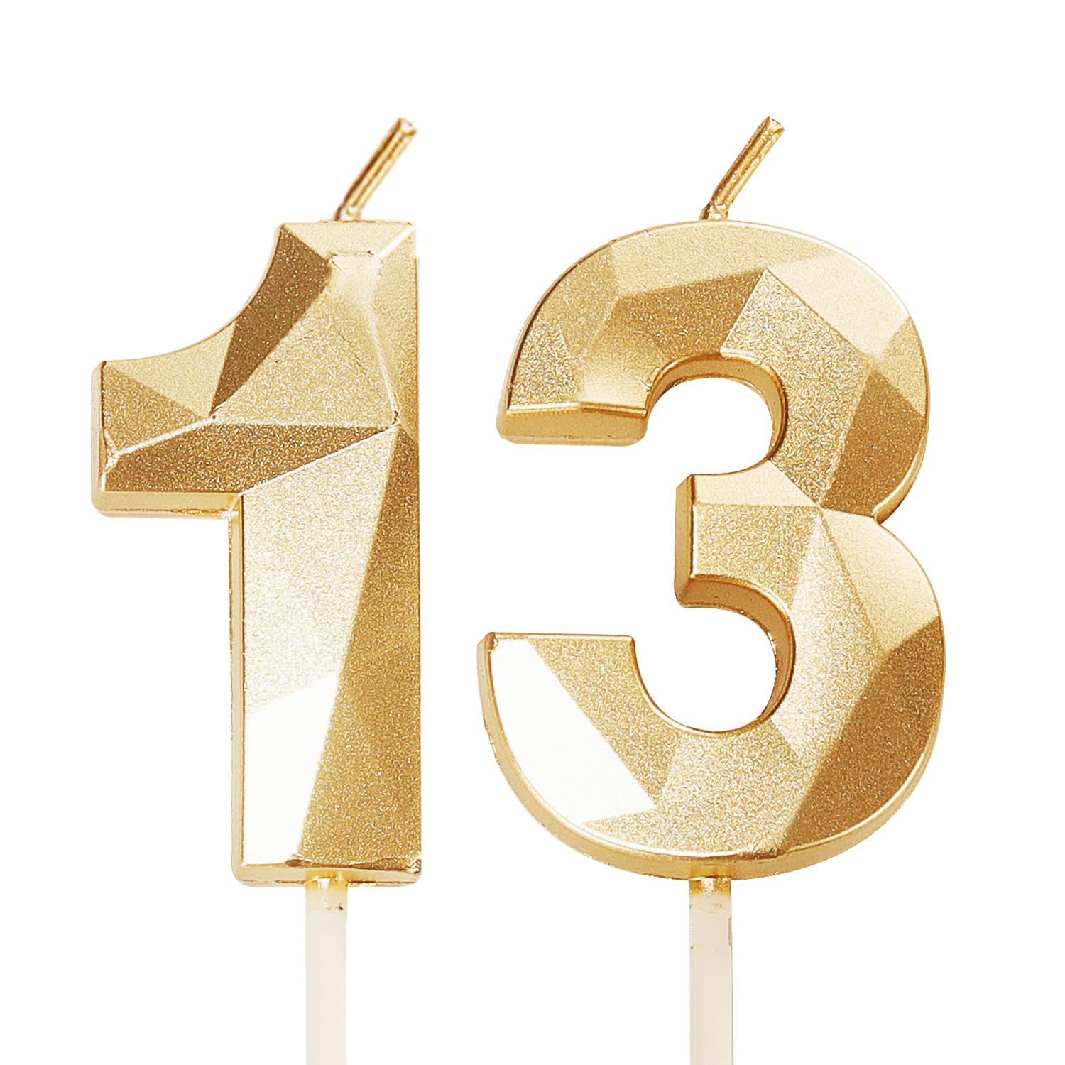 Bougies d'anniversaire numéro 13 dorées pour gâteau 13e anniversaire