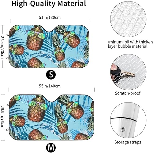 Miniatura 3 de Pineapple Hawaiian Style with Sunglasses Sun Visor Protector Blocks UV Rays Keep Cool for Most Sedans SUV Truck Automotive Truck Passenger Car