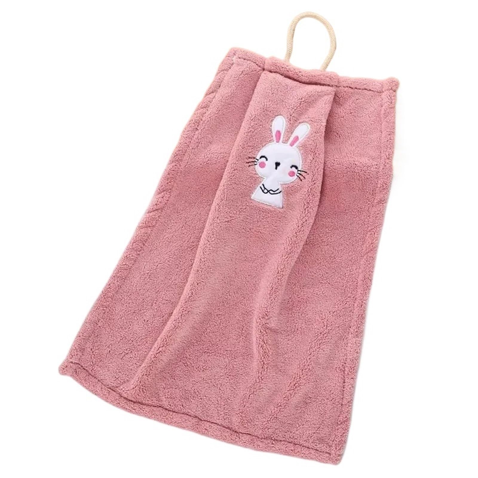 WSQHAO 5Pcs Animal Embroidered Hand Towel Absorbing Design For Kitchen & Bathroom for Hand(Pink)