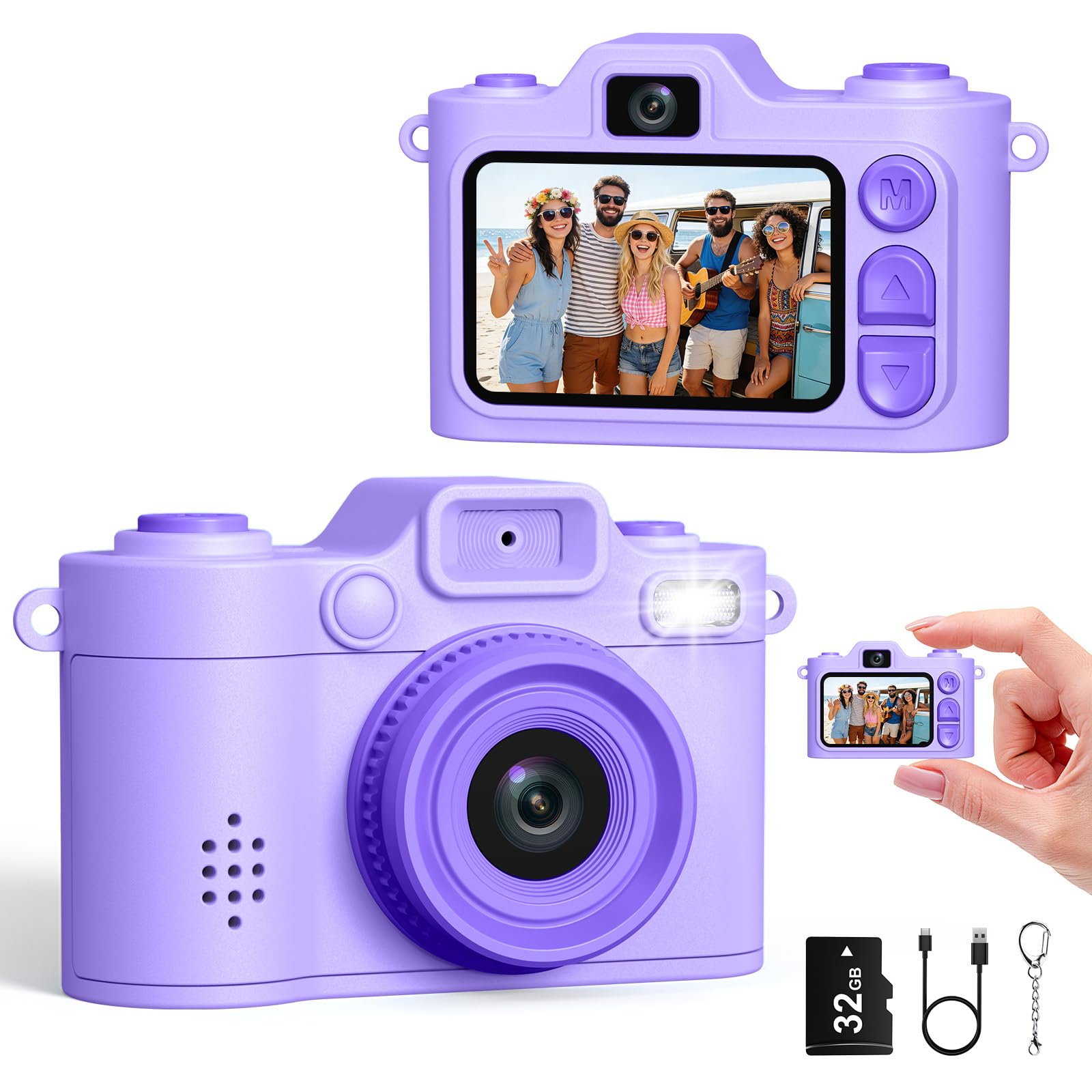 Mini Camara de Fotos, Cámara Digital Retro Pequeña FHD 1080P con Pantalla a Color de 1,38 Pulgadas, Cámara Selfie con Llavero, Flash y Grabación, Mini Cámara Creativa Tipo Pulgar, Regalo Original — view 10
