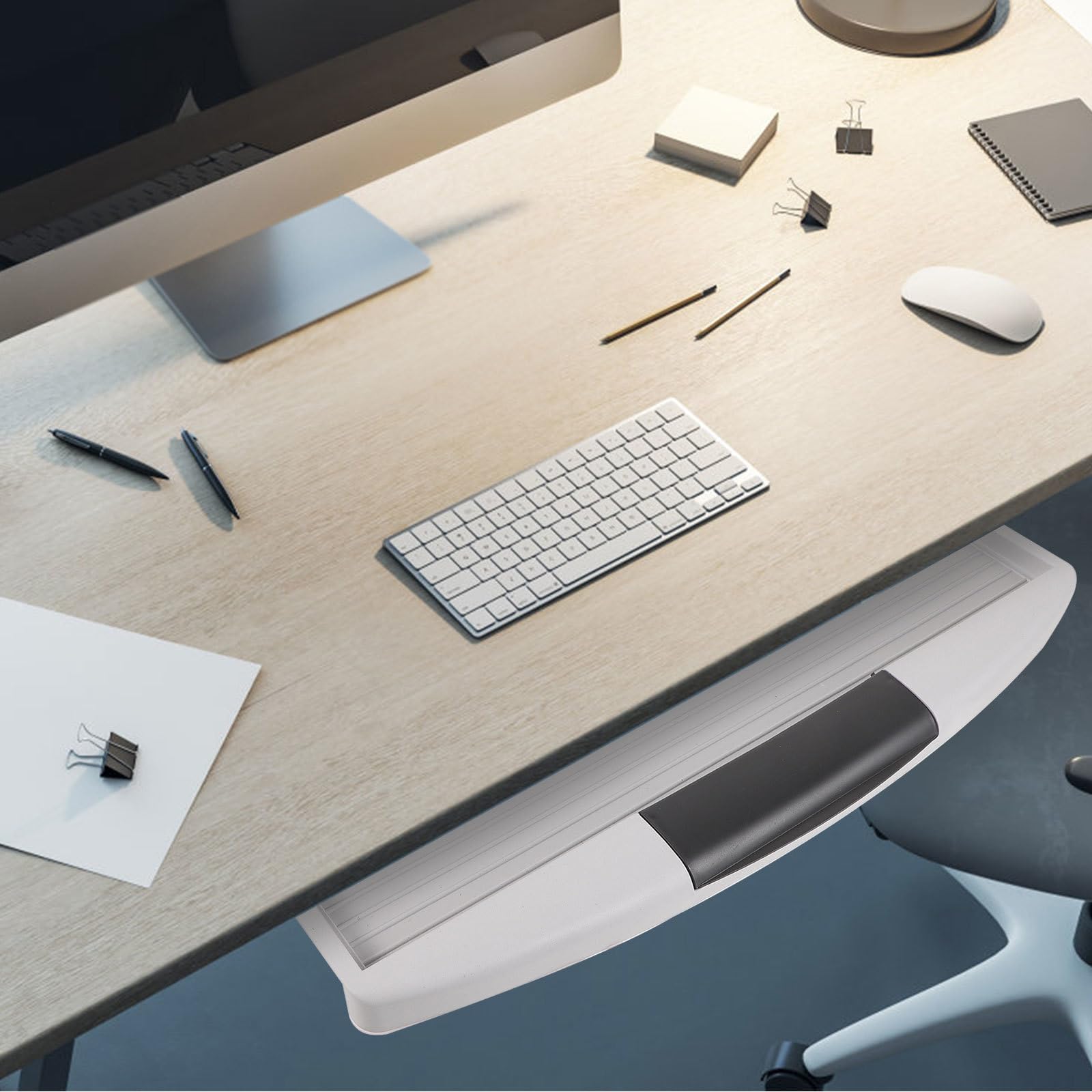 2 Sets Tastaturablage unter dem Schreibtisch, ausziehbare Tastatur- und Mausablagen für Büro und Zuhause, platzsparendes Schreibtischzubehör, einfache Installation