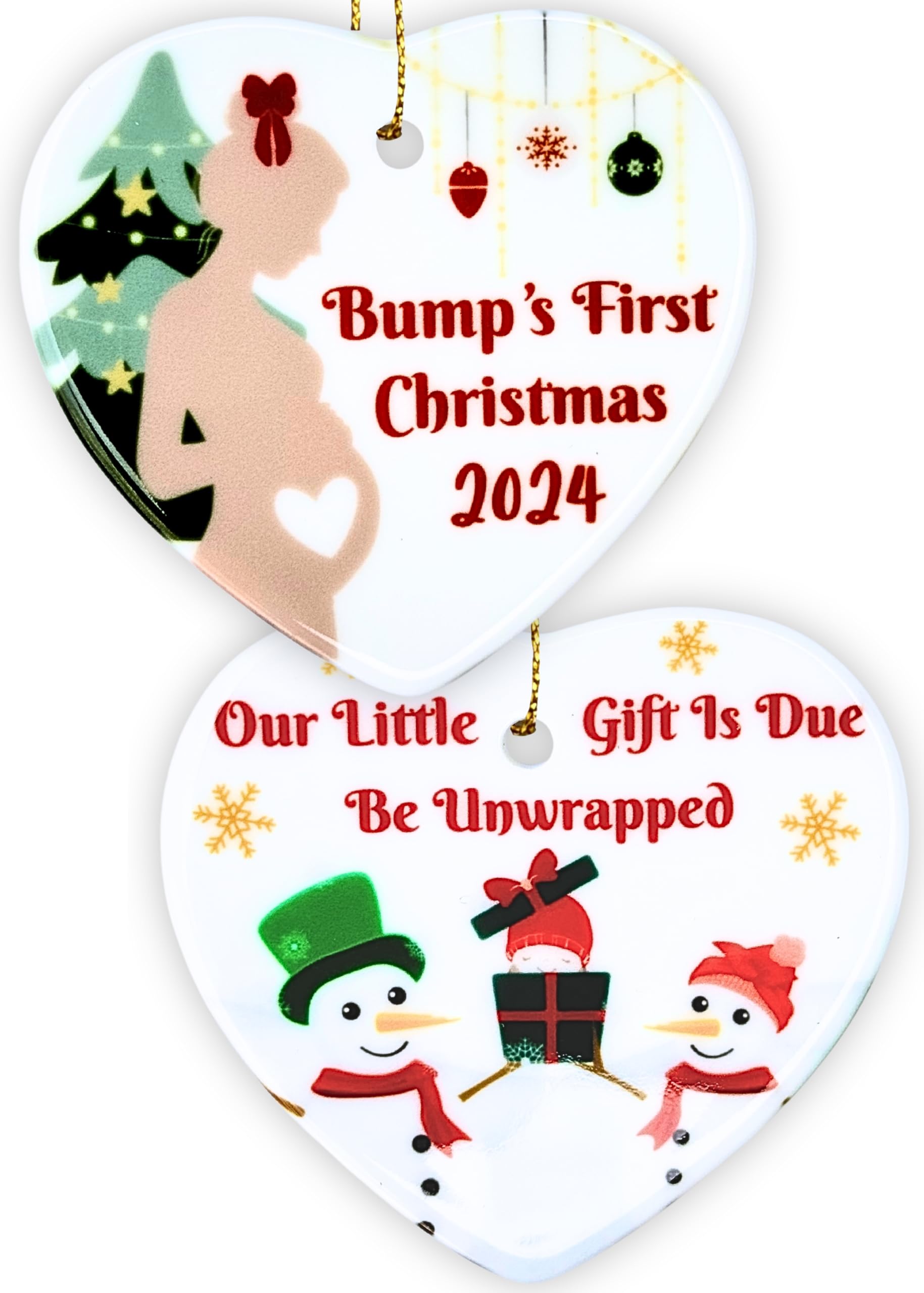 Heart's Sign2-in-1 Ceramic Bumps First Christmas Ornament 2024 | Baby On The Way Ornament | Christmas Pregnancy Announcement Ornament 2024 | Mom to Be Ornament | Grandparents Christmas Ornament Gifts