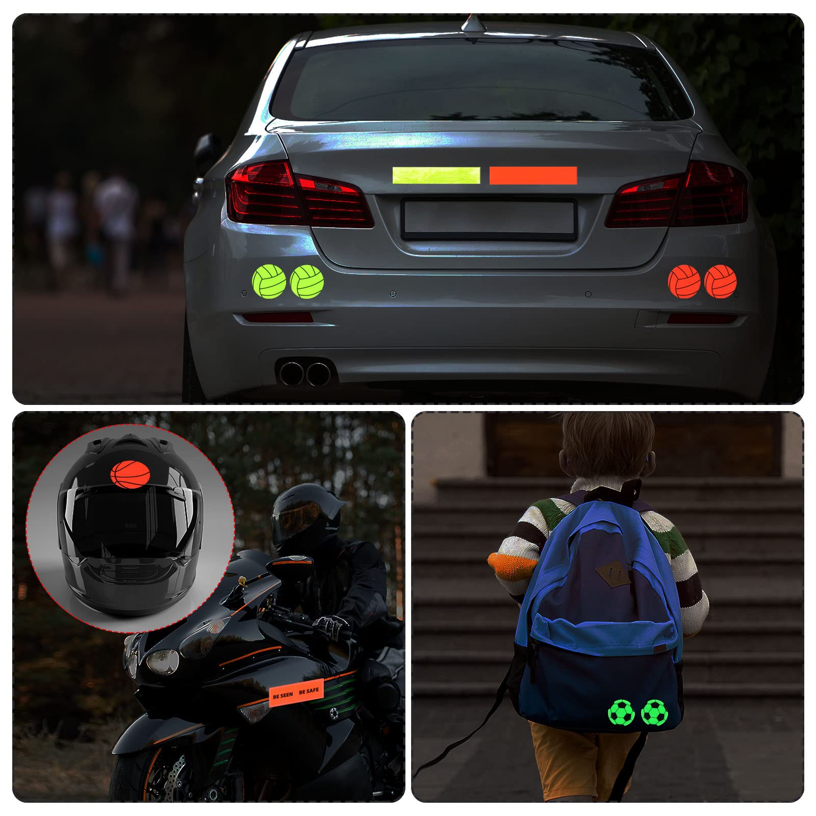 Scotch Phosphorescent PATIKIL Autocollants Réfléchissants, 30 Pièces D'Autocollants Réfléchissants De Sécurité Haute Visibilité, Imperméables, Pour Vélo, Moto, Bleu (Rectangle Scotch Fluorescent