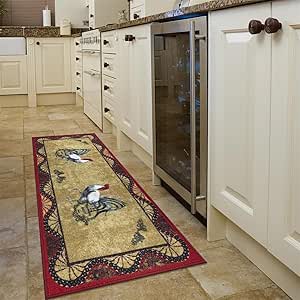 Amazon.com: FSTFLI Rooster Henhouse Rustic Kitchen Rug Chicken Country ...