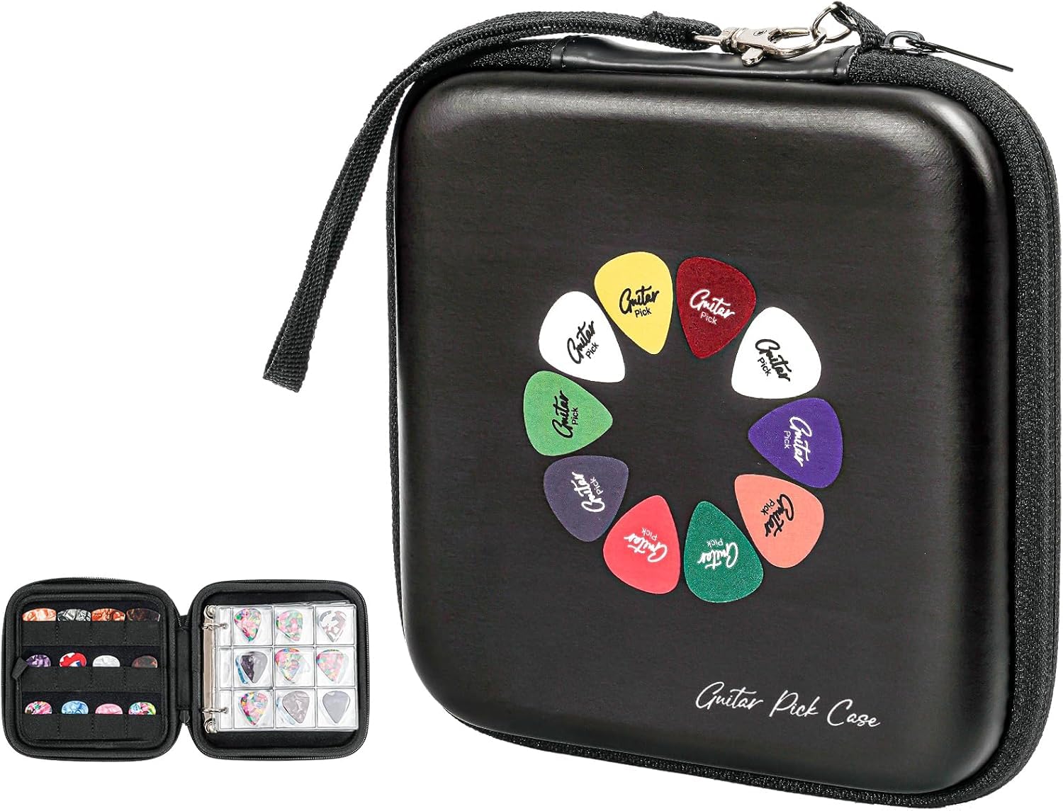 ProCase Guitar Pick pudełko do przechowywania, 84 kieszenie, gitara, kolekcjonerski, uchwyt do kostki, dla kolekcjonerów, kolor czarny