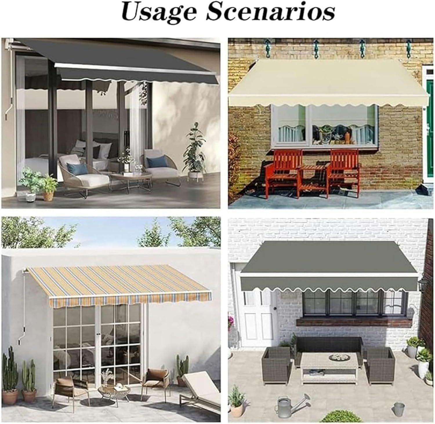 AMNOOL Retractable Garden Patio Awning Replacement Fabric Top Cover Front Valance 280g Polyester Canopy Cloth with Protection Outdoor Waterproof Sun Shade Shelter Sunshade Canva(Size:6.6x5ft)-1