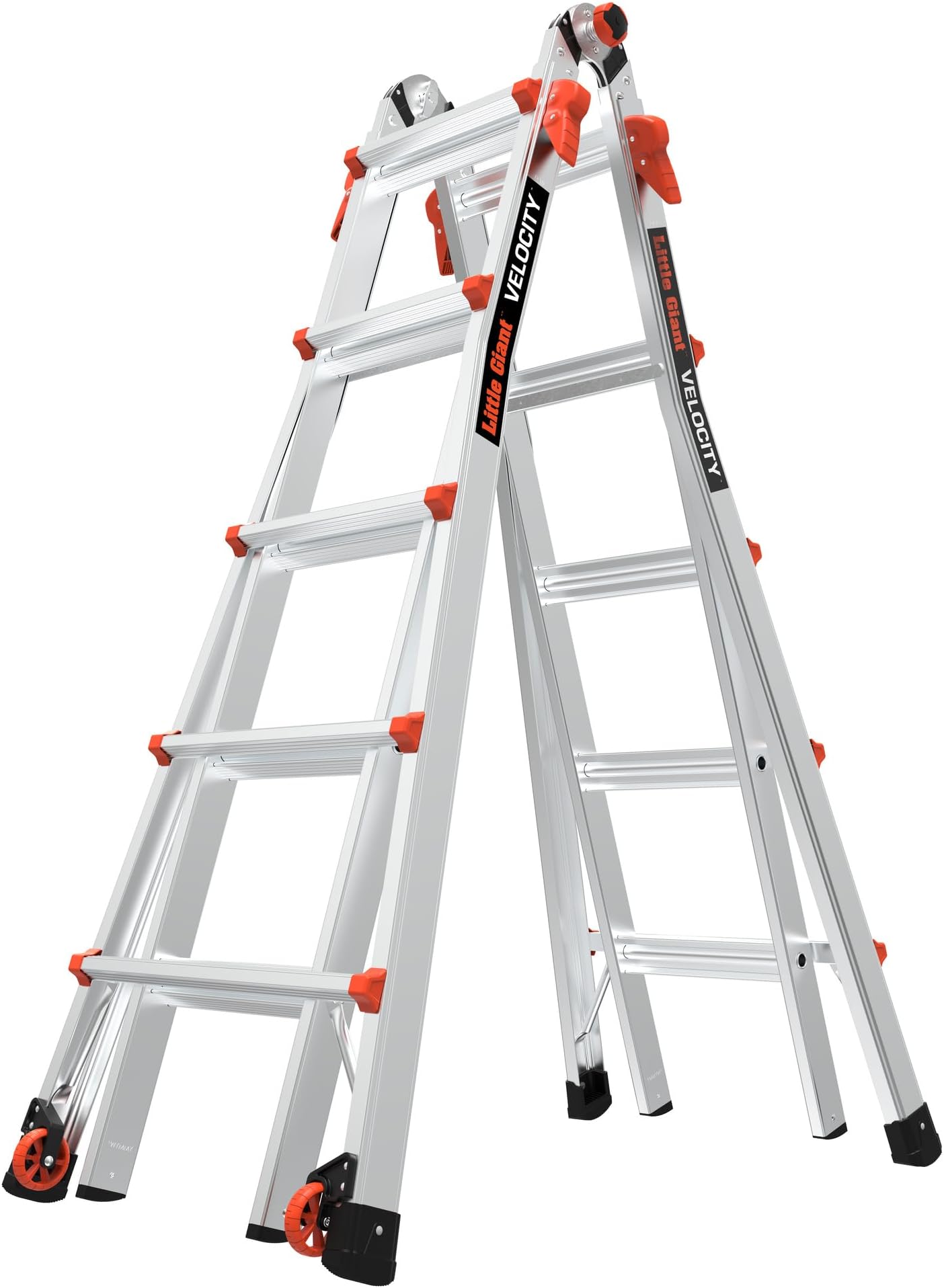 – Little Giant Ladder Systems, Velocity with Wheels, M22, 22 Ft, Multi-Position Ladder, Aluminum, Type 1A, 300 lbs Weight Rating, (15422-001) - Grey