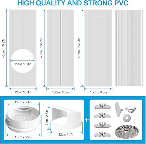 Miniatura 5 de Kit de ventilación portátil de ventana de CA con acoplador universal para manguera de escape de 5.1 pulgadas5.9 pulgadas, kit de sellado de ventana