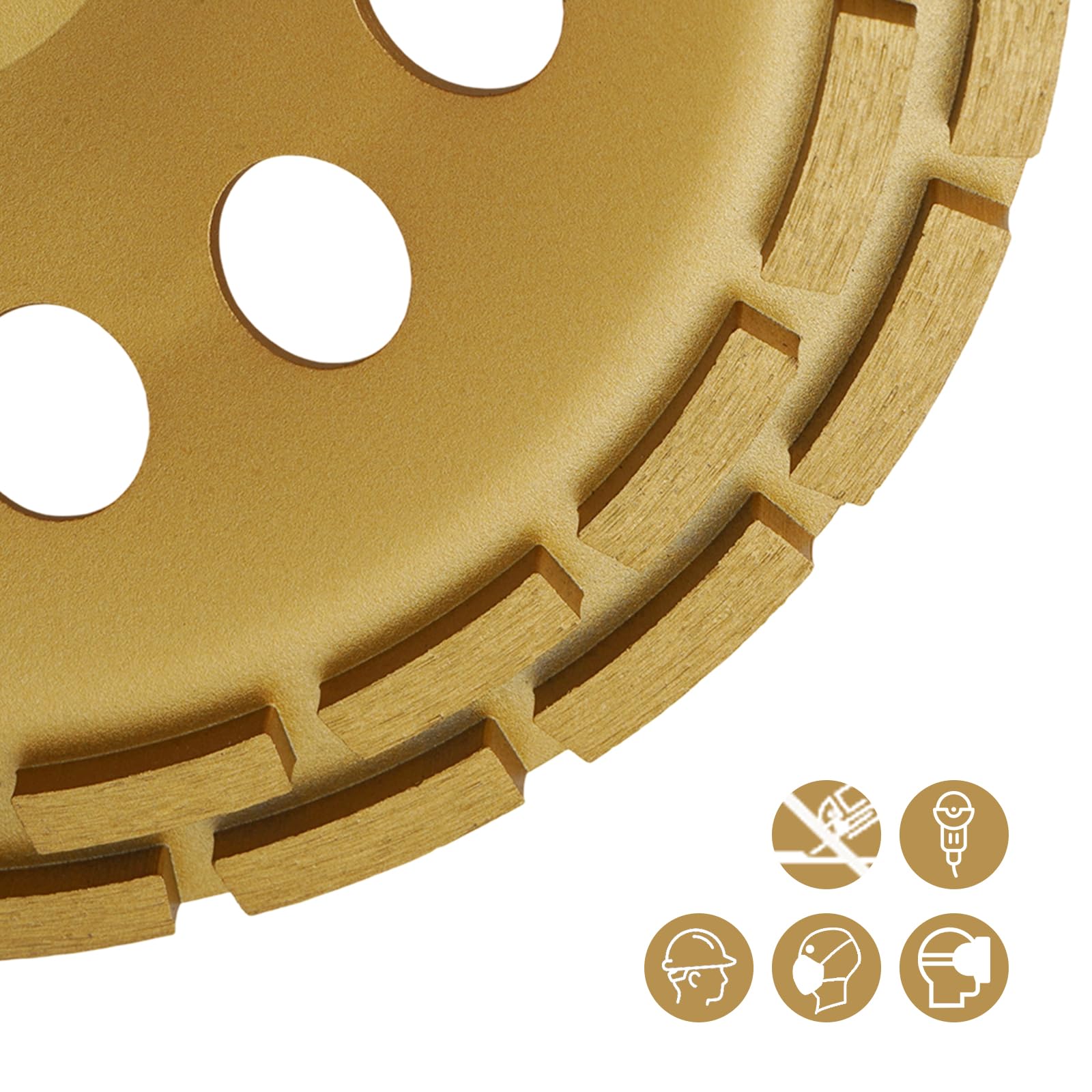 uyoyous Schleifscheibe 230mm x 22,23mm, 5.5mm Dick Doppelreihige Topfschleifer, Extra Speed Schleiftopf für Beton, Naturstein, Fliesenkleber und Granit