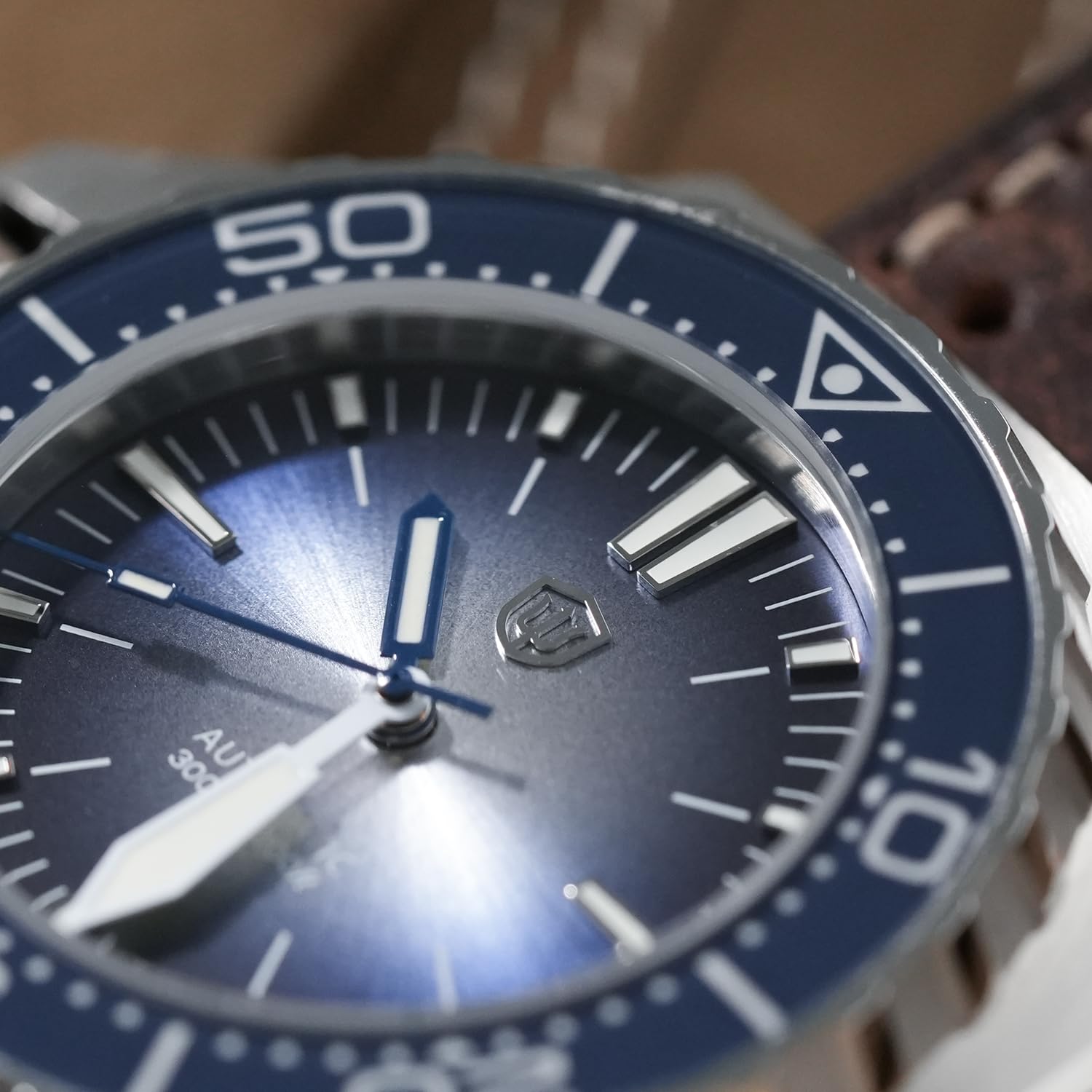 watchdives WD1968 - Orologio subacqueo da uomo, PT5000 PT5004, automatico, 49,8 mm, vetro zaffiro, BGW9, luce blu, impermeabile, con cinturino in pelle