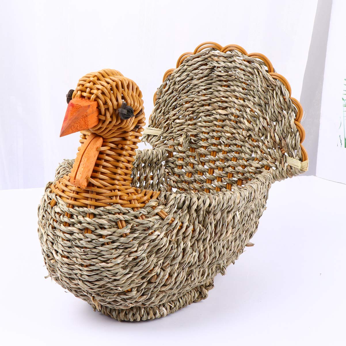 Sewroro Handwoven Turkey Basket Decorative Rattan Woven Serving Basket Wicker Turkey Storage Basket for Home Table Decoration (style 3) Food Wicker Basket Microgreens Tray