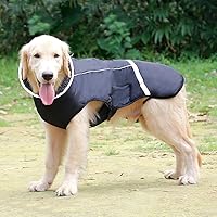 Vista 65 de QBLEEV Abrigo cálido para perro, chaqueta de invierno reflectante, impermeable, resistente al viento, ropa de cuello alto para perro para clima