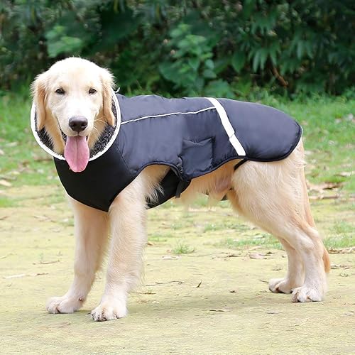 Miniatura 7 de Abrigo de perro cálido reflectante chaqueta de invierno, impermeable a prueba de viento para perros fríos, forro polar grueso para mascotas, chaleco