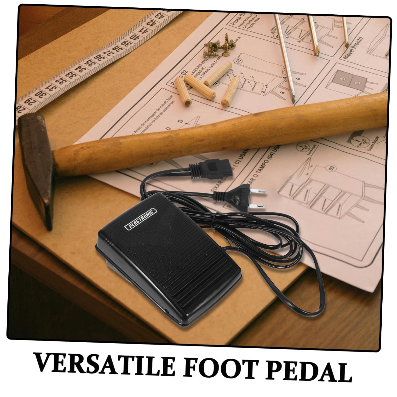 Pedal Control para Máquina Coser con Enchufe Redondo Patas Repuesto Compacto para Control Precisa Accesorio Ligero para Proyectos Hogar y Viaje