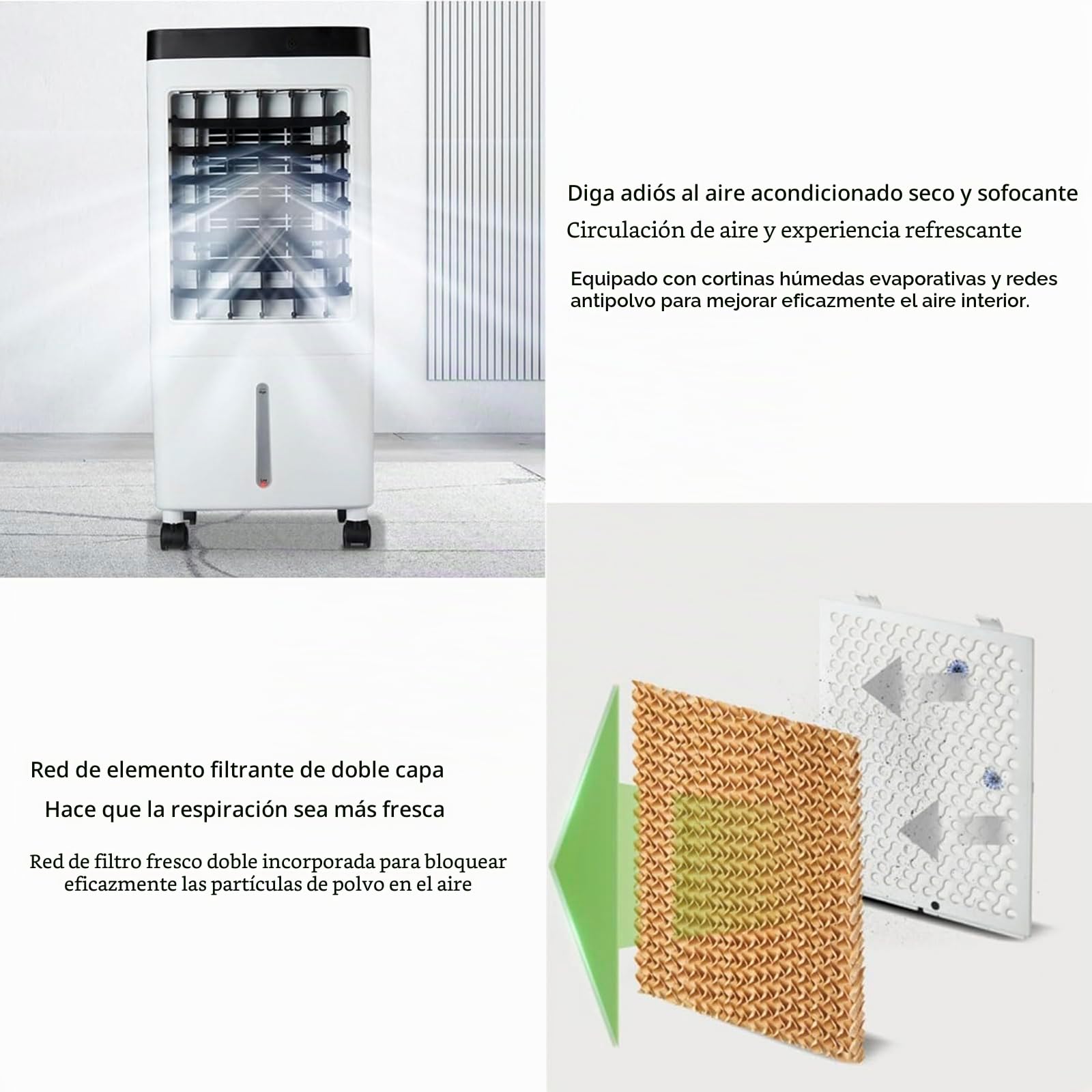 Enfriador De Aire Evaporativo, Ventilador Portátil Con Control Remoto