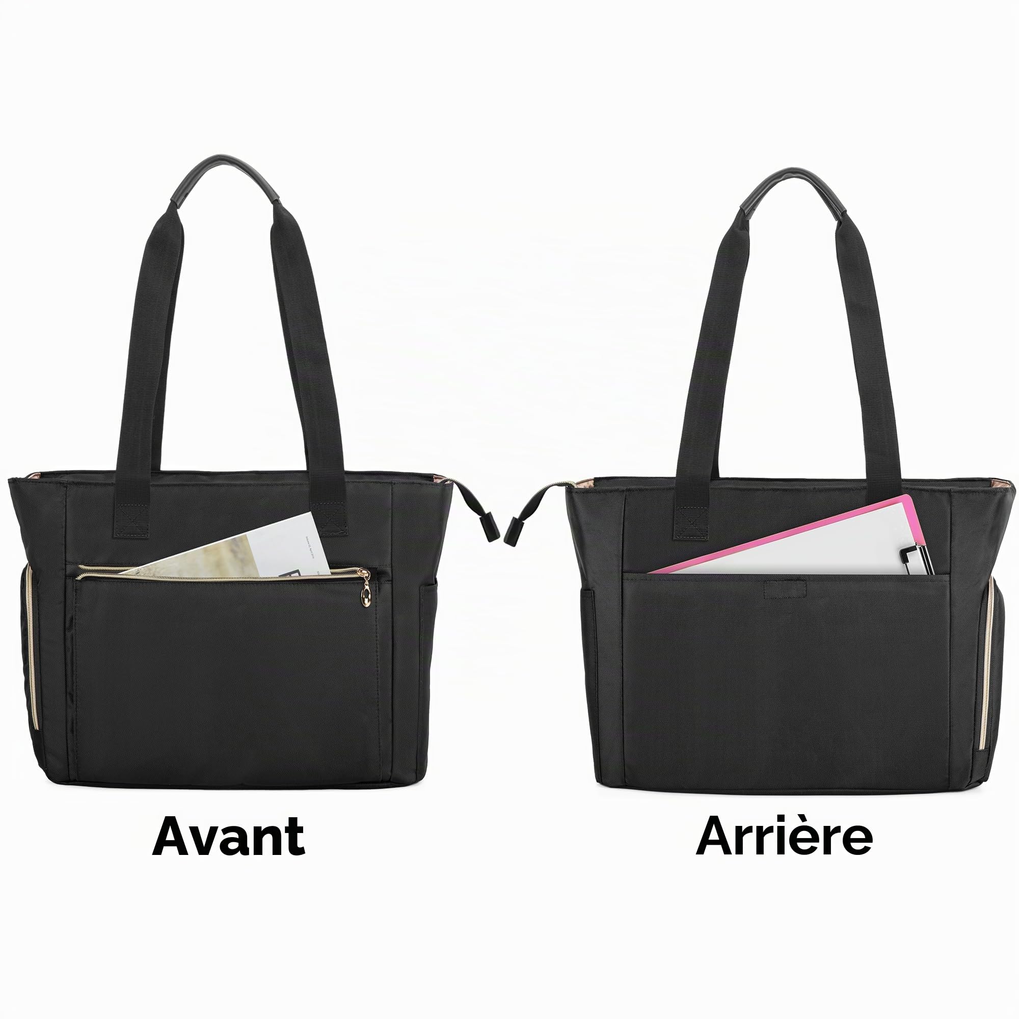 CURMIO Sac Enseignant Femme pour Travail, Grand Cartable Professeur, Noir