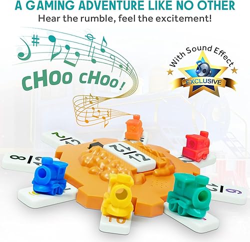 Miniatura 2 de Yinlo Juego de dominó de tren mexicano con efectos de sonido, juego de dominó de tren mexicano para viajes, juego de dominó de 91 fichas dobles de